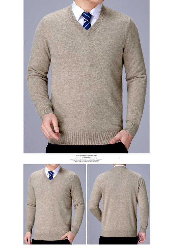 Men's Winter V-Neck Knit Sweater for Casual or Business Wear