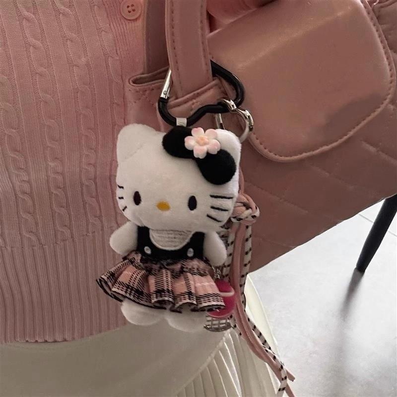 2pcs Hello Kitty Plush Kawaii KT Keychain Cute Pendant Backpack Hanging Charms Keyring Accessories Birthday Gift Toy