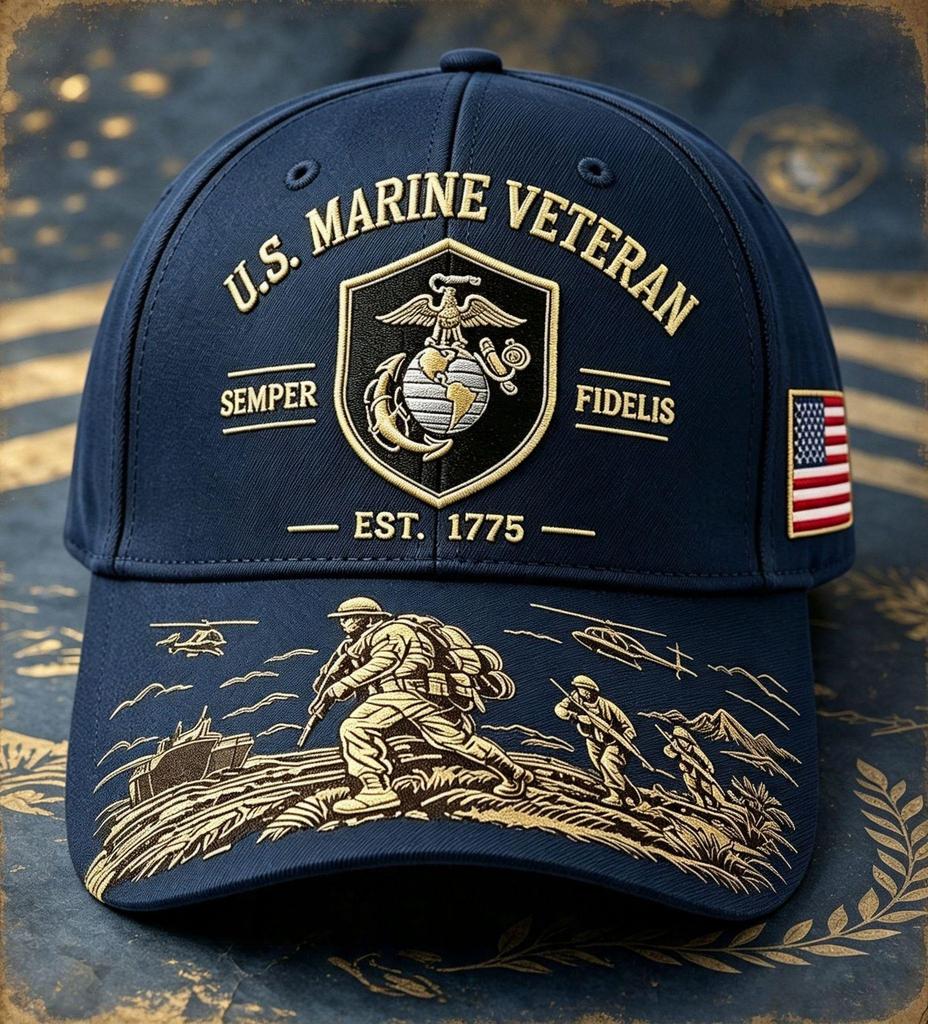 2026 US Marine Corps Veteran Casual Baseball Cap with Soldier Print