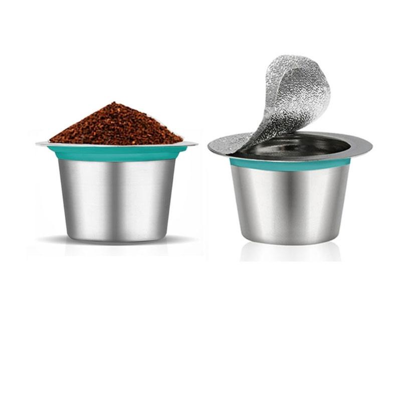Coffee Capsules Cup Seal Film Set Stainless Steel Espresso Container Suitable for Espresso Machines Home Office Use