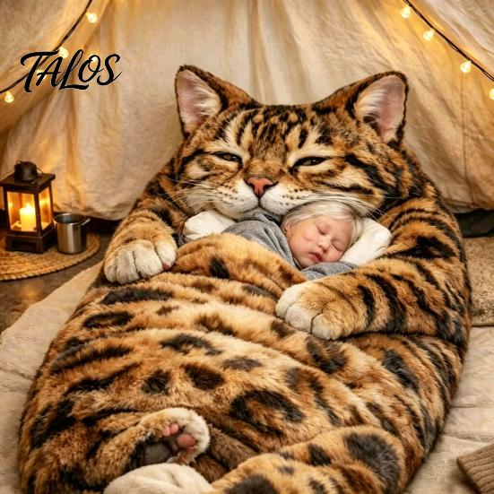 Adults Sleeping Bag Plush Cat Envelope Bag, Winter Slumber for Men Women, Durable Animal Nap Mat Sack Home Travel Comfortable