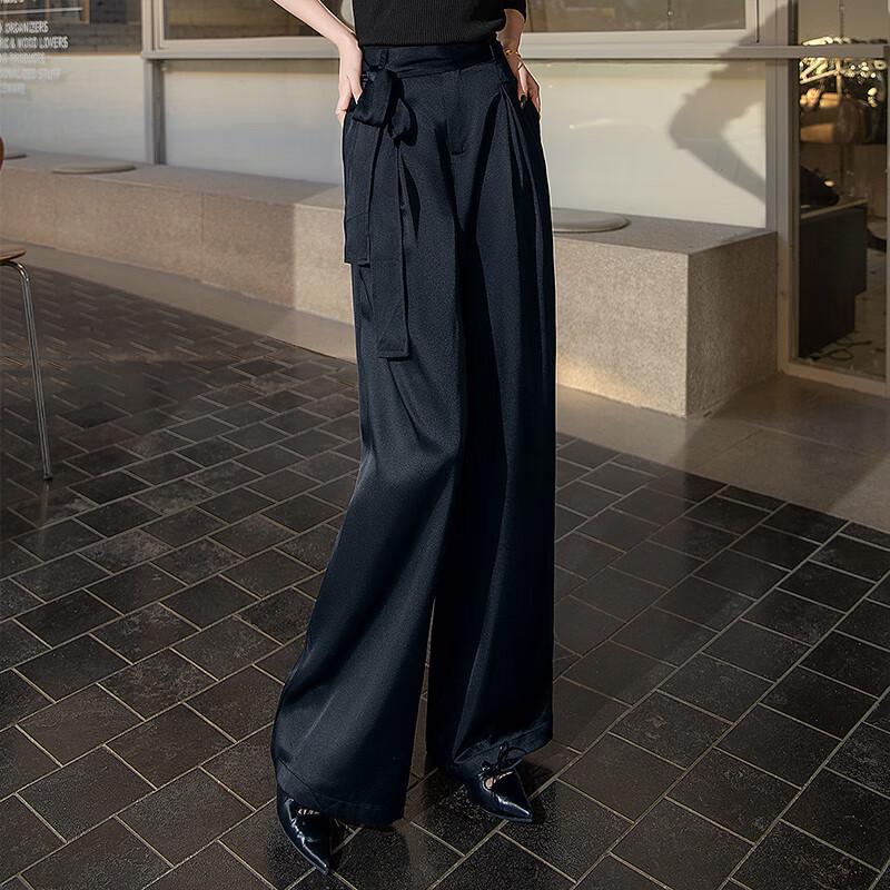 Women's High-Waist Draped Wide-Leg Pants