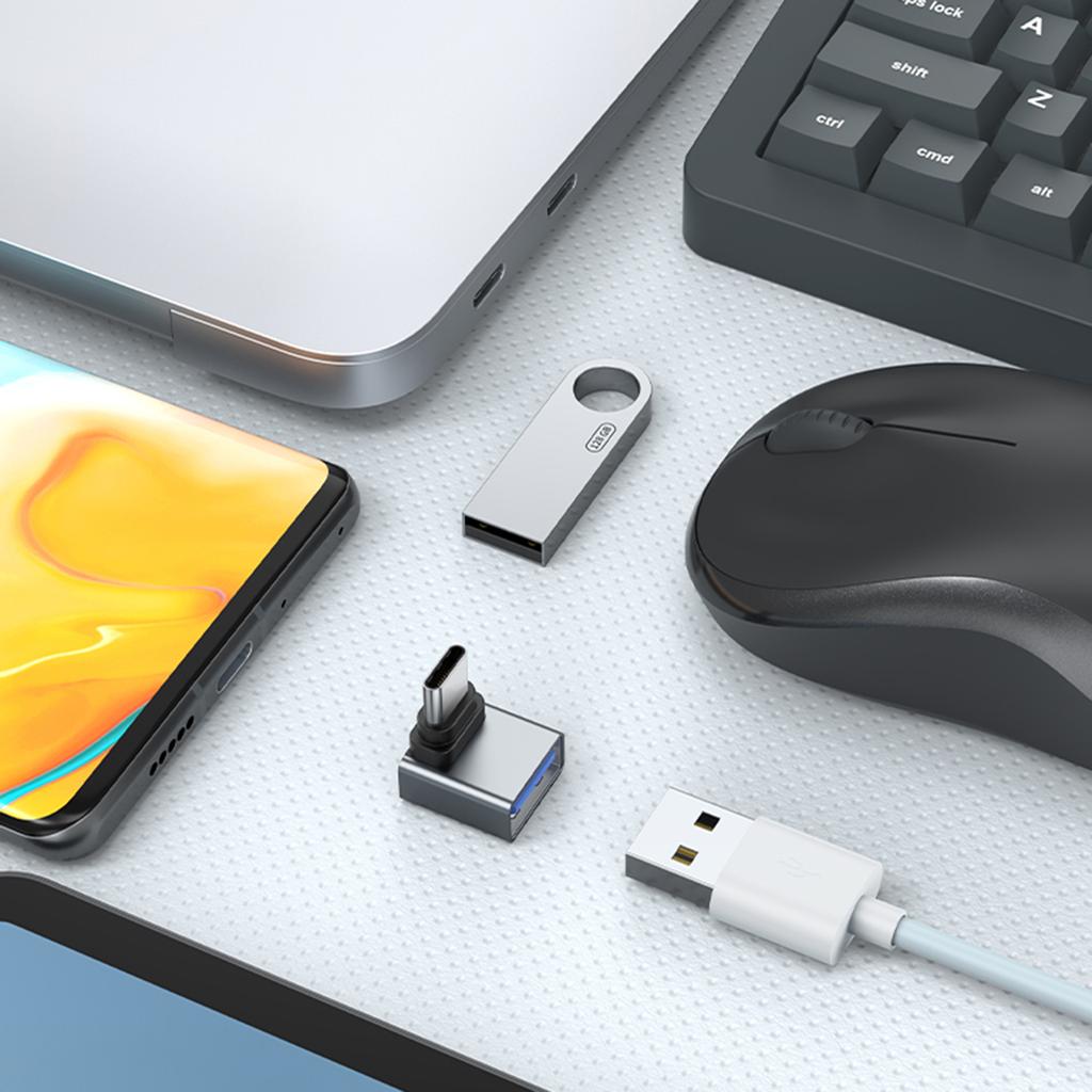 Type C Adapter 90 Degree Right Angle Male to USB Female OTG Connector for Laptop PC USB Chargers Extension Converter