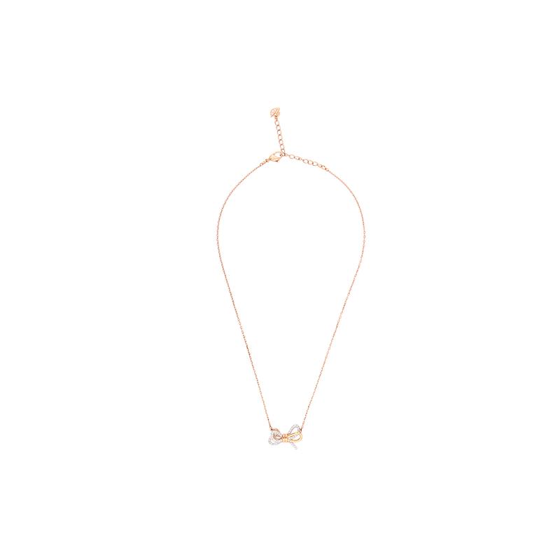 Swarovski Lifelong Bow series sweet two-color bow necklace women's rose gold plated 5440636