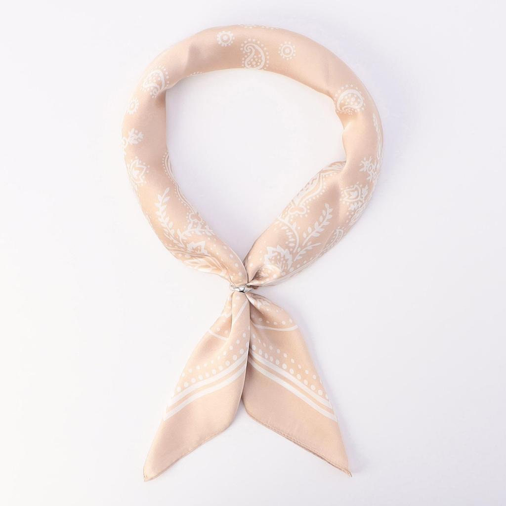 Comme Ca Ism Paisley Square Scarf with Ring, 12-82RG01-204, Beige