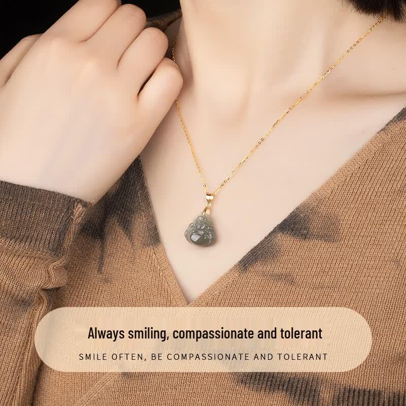 Hetian Jade Maitreya Buddha Pendant Necklace