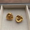 Exquisite three-dimensional metal twist spiral stud earrings with diamonds, retro temperament earrings