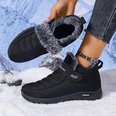 Botas de Neve Femininas de Inverno Moda Bico Redondo Salto Médio Tamanho Grande Tênis para Casais Botas Femininas Casuais Confortáveis
