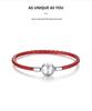 Aifule Red Bracelet: S925 Sterling Silver Buckle, Genuine Leather, Women's Single Circle Design.