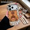 Phone Case: 2D Flat Design Suitable for iPhone 18, 17, 16, 15, 14, 13Pro Film Protective Case, Couple Style, Plaid Paper Cup Capybara, Christmas and H