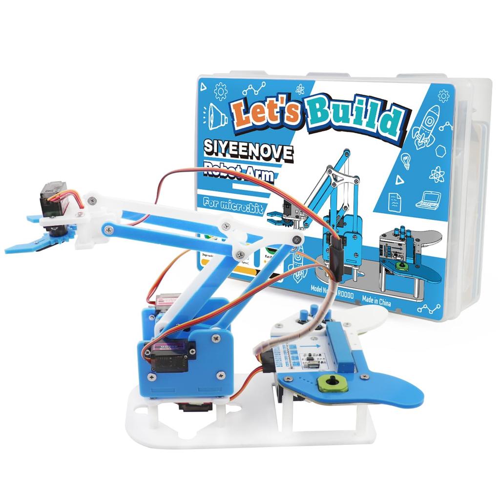SIYEENOVE Microbit Smart Robot Arm Kit with Japanese PDF Instruction Manual - 4DF Programmable Mechanical Arm Assembly Kit [Microbit V2 and AA Batteri