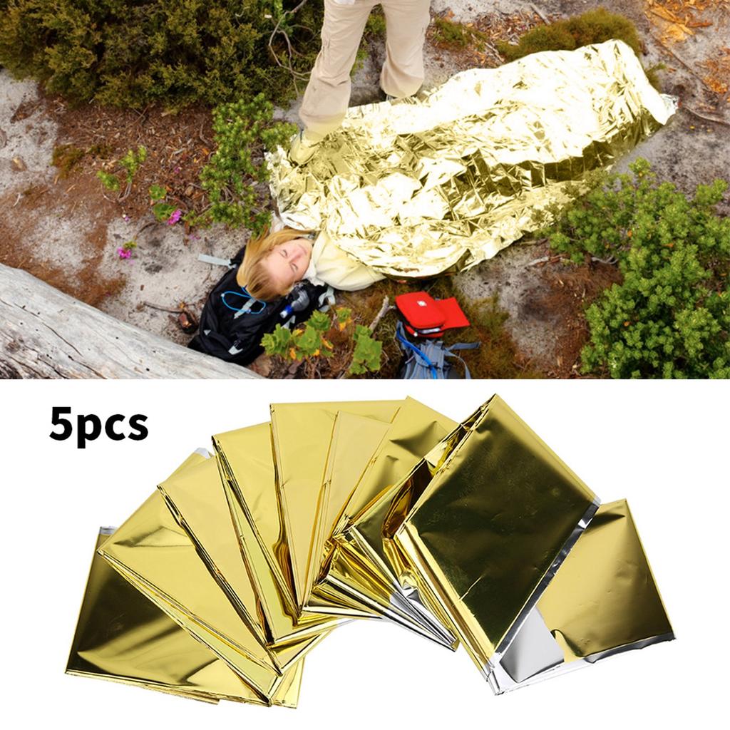 5PCS Outdoor Waterproof Emergency Survival Heat Reserve Reflective Blanket Camping Hiking