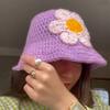 Popular Crochet Flower Fisherman Hat for Adult Female Handmade Knitted Skull Hat InsStyle Hat Girl Casual Bucket Hat