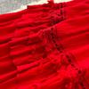 Pure desire style sexy burgundy long-sleeved dress women's French slim A-shaped dress high waist elegant temperament long dress