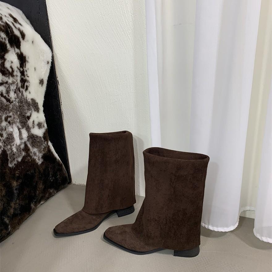 Boots New Women's Shoes Boots Western Vintage 2025 Denim Over the Knee Boots Pile Long Heel Knight Autumn Winter