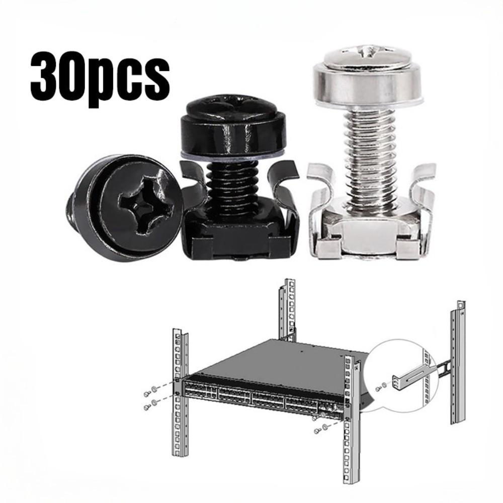 30pcs Stainless Steel Screws Buckle Nut M6 Nickel Plated Cabinet Screws Snap Nuts Black Zinc Rust Proof Mount Cage Nuts