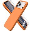 Case for iPhone 18 Pro, Soft Lightweight Silicone Scratch-Resistant Shockproof Orange - 2 Tempered Glasses