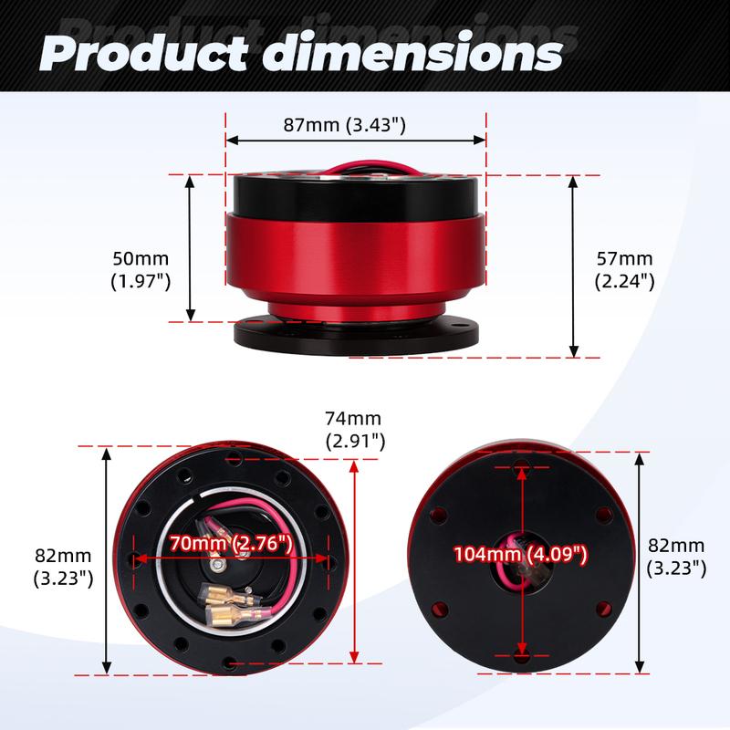 MUGE-Car Steering Wheel Snap Off Quick Release Hub Adapter Boss Kit Aluminum For 6-Hole Steering Wheel Hub Car Accessories QR030