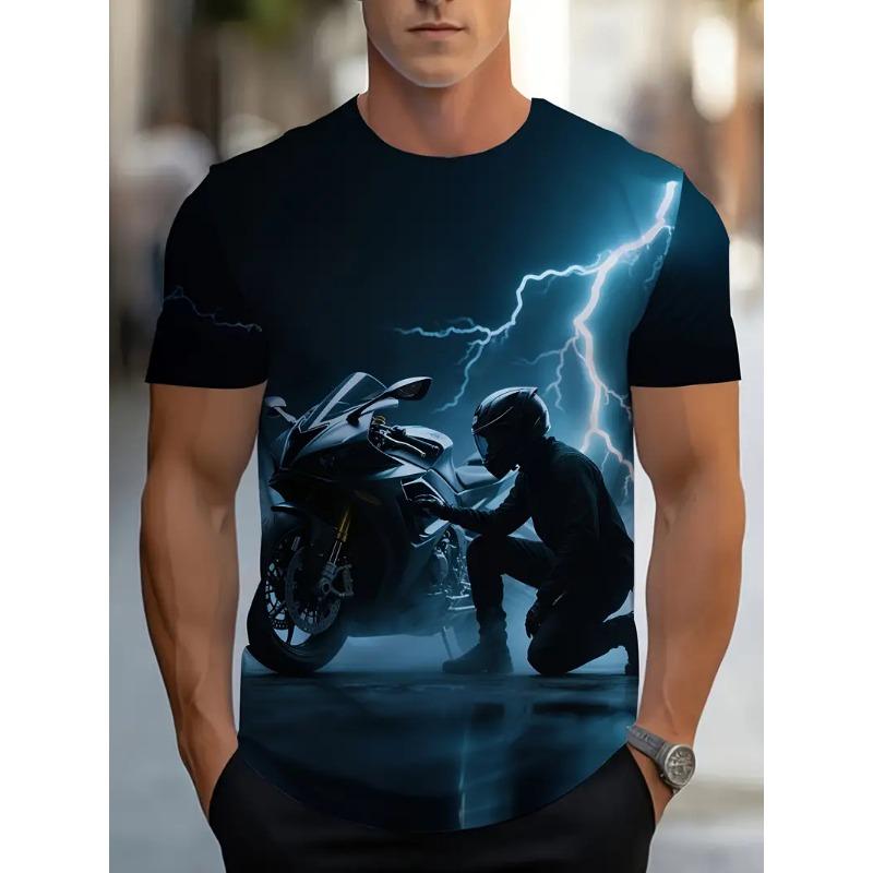 Vintage Moto Graphic T Shirt For Men Clothing 3D Printed Motorcycle T-Shirt Gym Sport