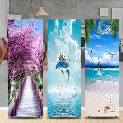 28 Styles For Choice Beach Scenery Refrigerator Sticker Peel and Stick Waterproof Double Door Freezer Cupboard Decor Art Mural