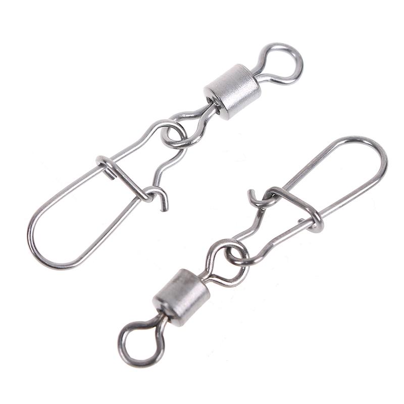 200Pcs Stainless Rolling Swivel Nice Snap Lure Connector Fishing Swivels Snap