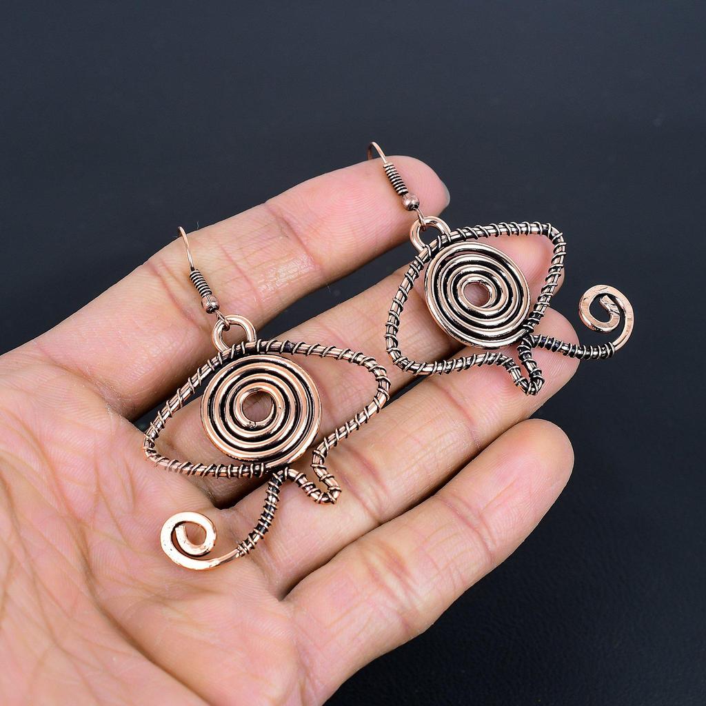 Designer Copper Earrings, Handmade Gemstone Earrings Jewelry, Gifts For Wife Brand New Earrings