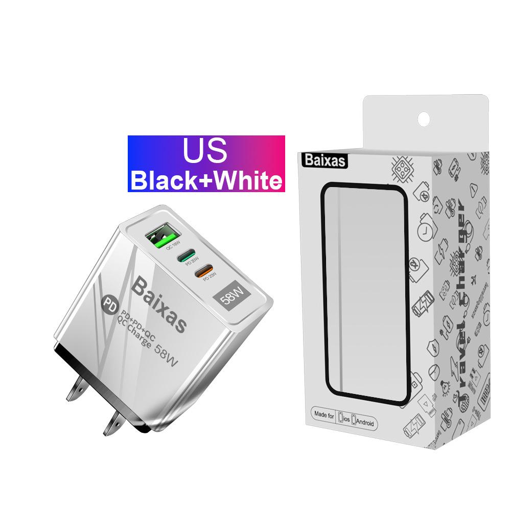 58W Dual Fast Charger with 2PD & QC3.0 for EU/US/UK