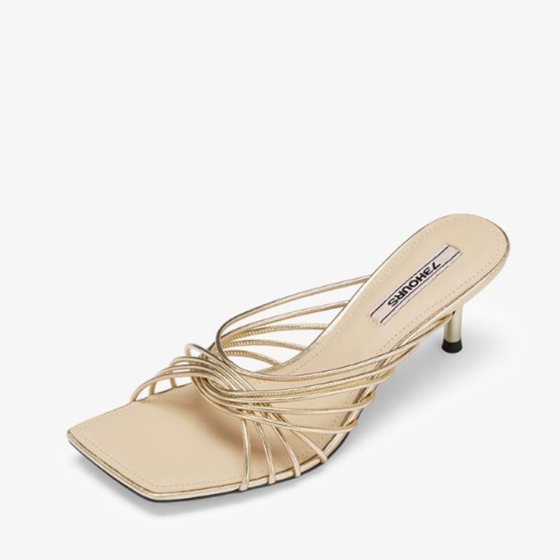Damensandalen Neuer Stil Temperament Stilettos Offene Zehenpartie Römische Schuhe für Damen Quadratischer Absatz Kreuzriemen Hohe Absätze Sandalen Damen