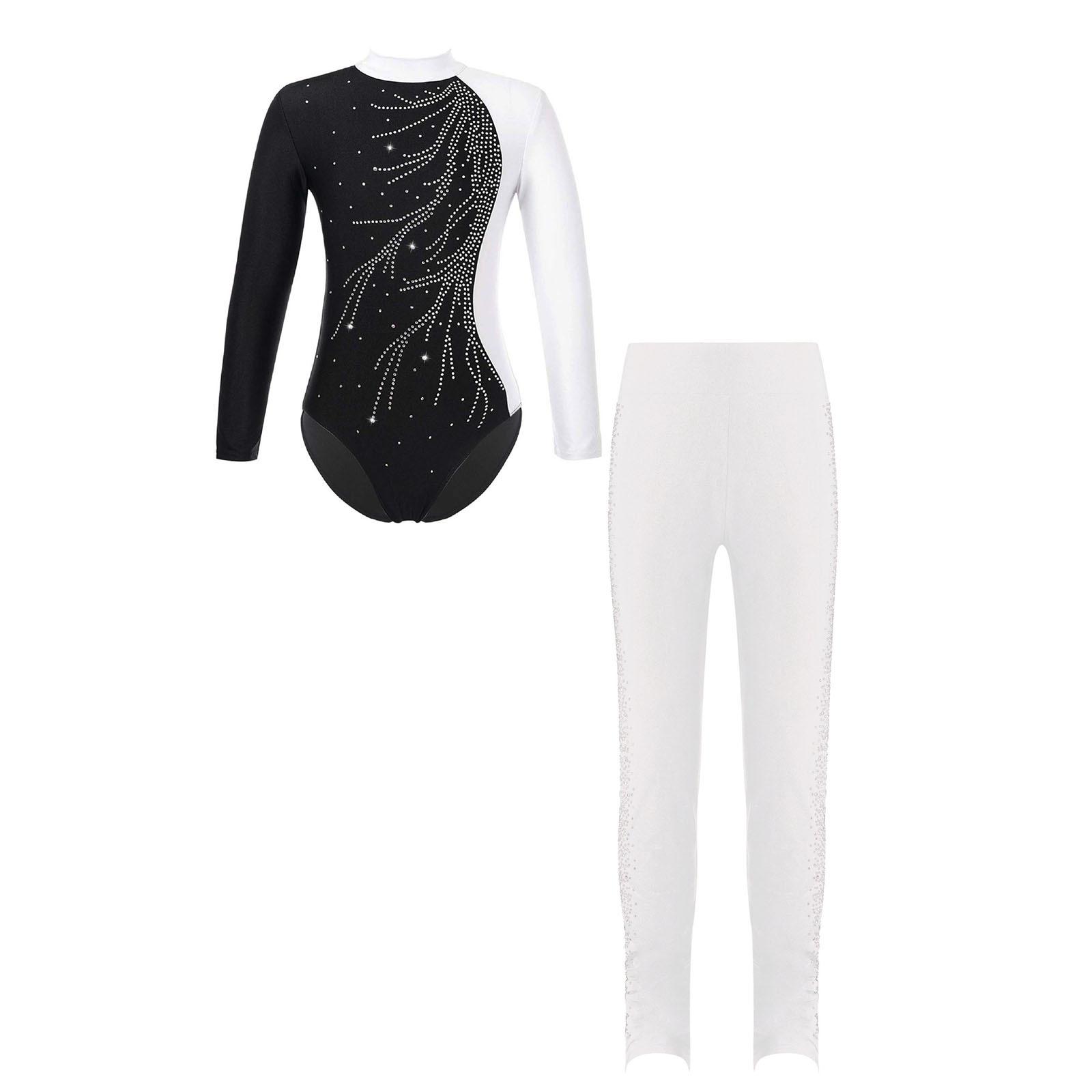 

Детский гимнастический танцевальный купальник для девочек с леггинсами, комплект для балета, танцев, катания на коньках, активный боди 15-16 Years