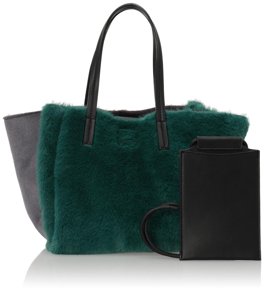 Handtasche mit wendbarer grüner [Cuco]-Tasche, farblich abgestimmte Tasche in Shearling-Optik, Damen, (360)