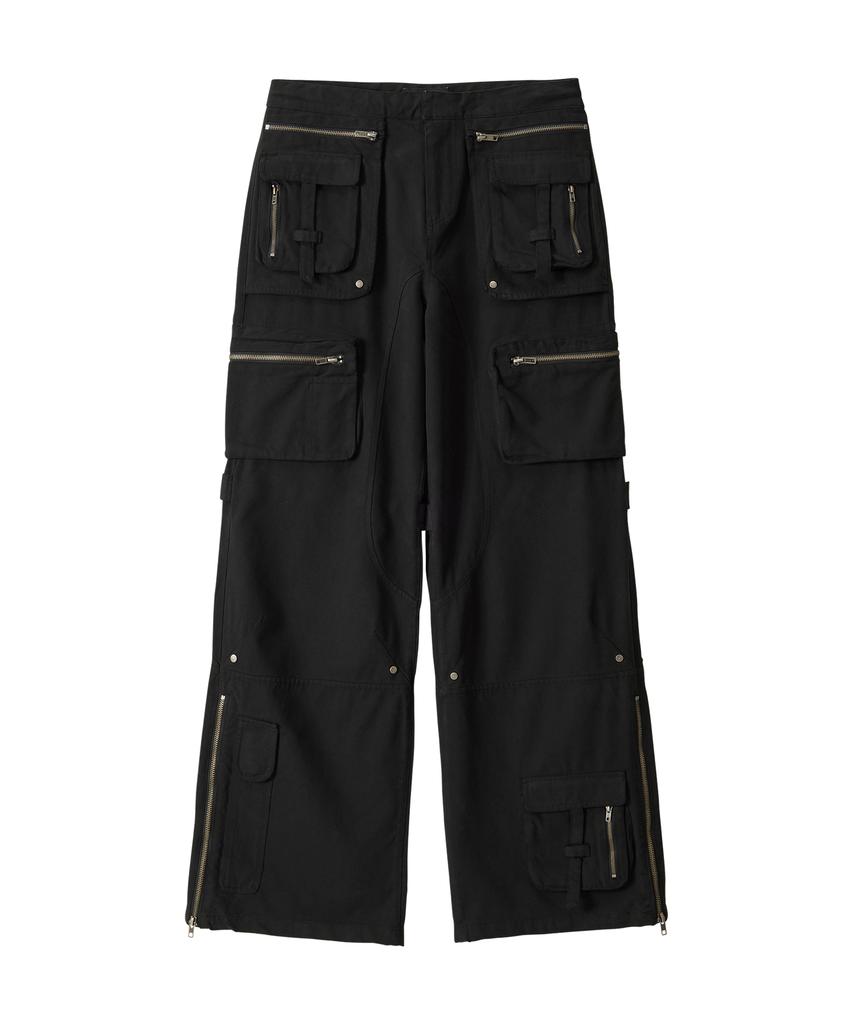Uallong Lowrise Washed Curve Cargo Pants - Black
