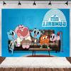 Cartoon Amazing World Birthday Party Decorations Gum&balles Balloon Banner Cake Topper  Rabbit Cat Anime Backdrop Kid Favor Gift