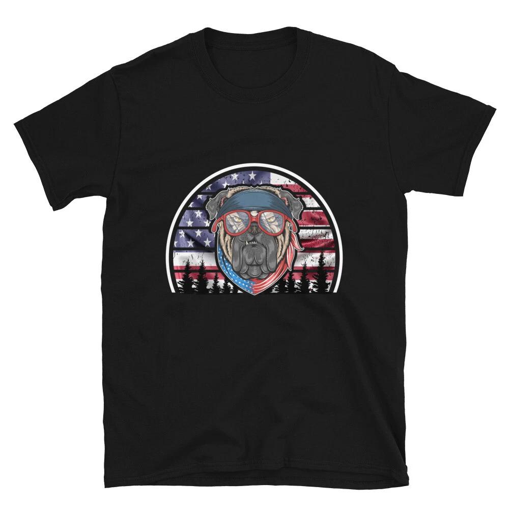 Biker Dog July 4th of July USA US Flag T-Shirt M