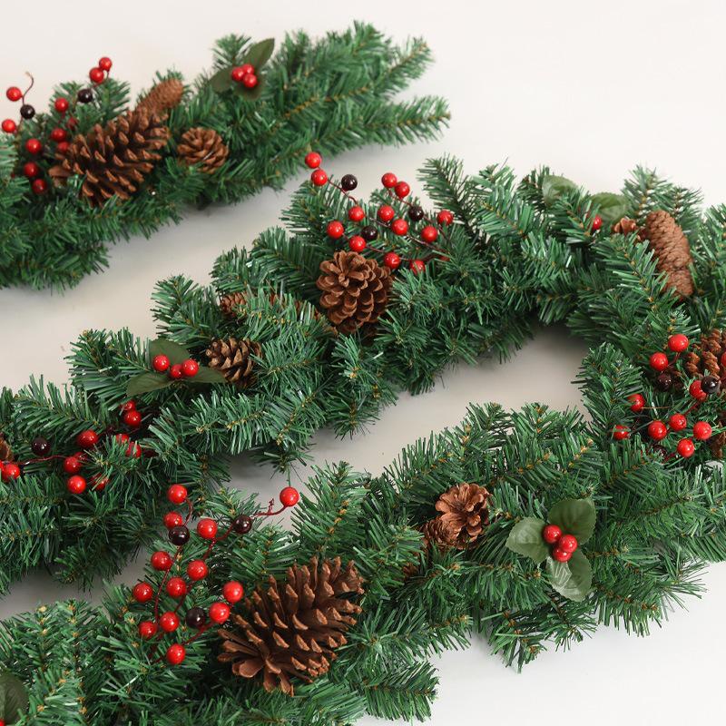 2.7m Christmas Garland with Pine Cones, Ornaments, Handrail & Banister Decoration - In Stock.