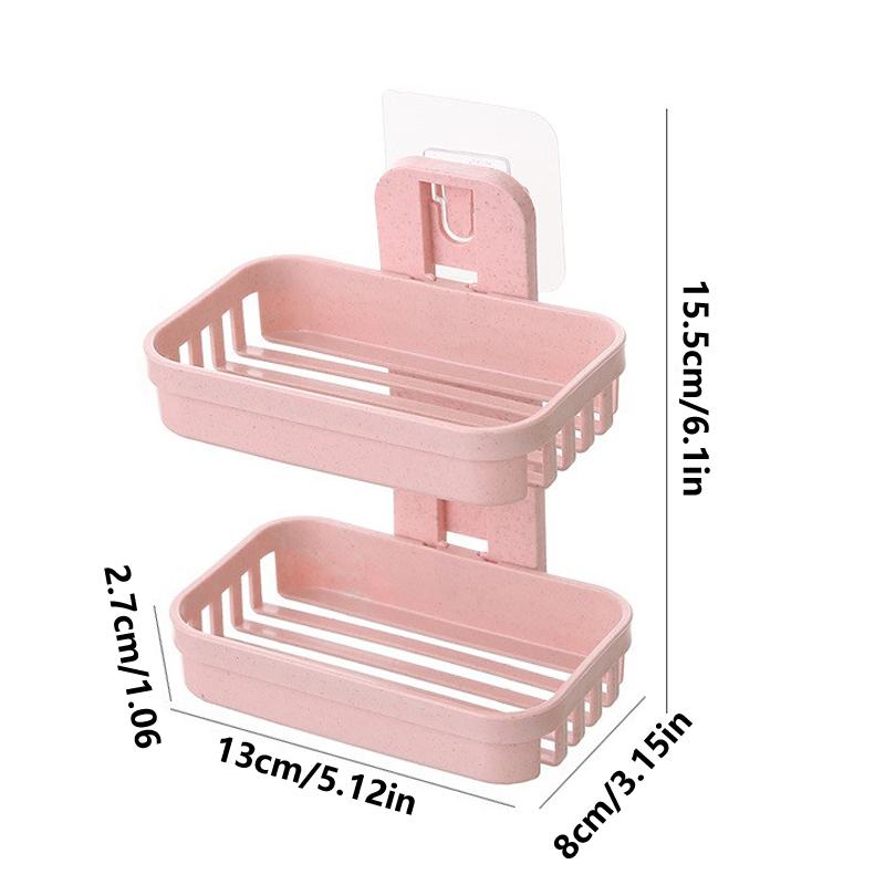 No punching double-layer soap box storage rack soap rack rack non-marking paste
