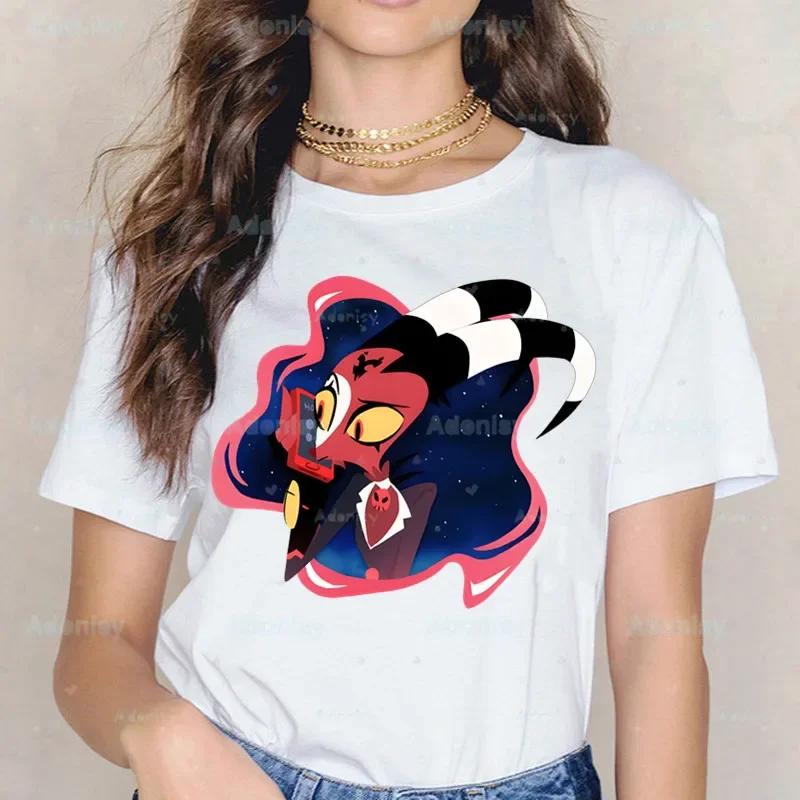 Cartoons Helluva Boss T-shirts Women Summer Graphic Tees Funny Shirts For Woman Tshirts Crew Neck Harajuku Tops