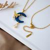Stainless Steel Chain Sweet Shiny Zircon Butterfly Resin Moon Pendant Necklace for Women Lady Fashion Jewelry Accessories Gifts