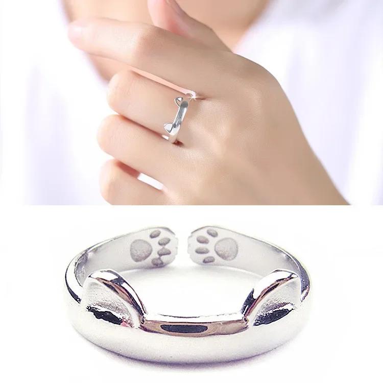 Nouveau Bague Tendance Mignonne Griffe de Chat Ouverture Réglable pour Femmes Hommes Dames Fête Anniversaire Mariage Bague Accessoires Bijoux Cadeau