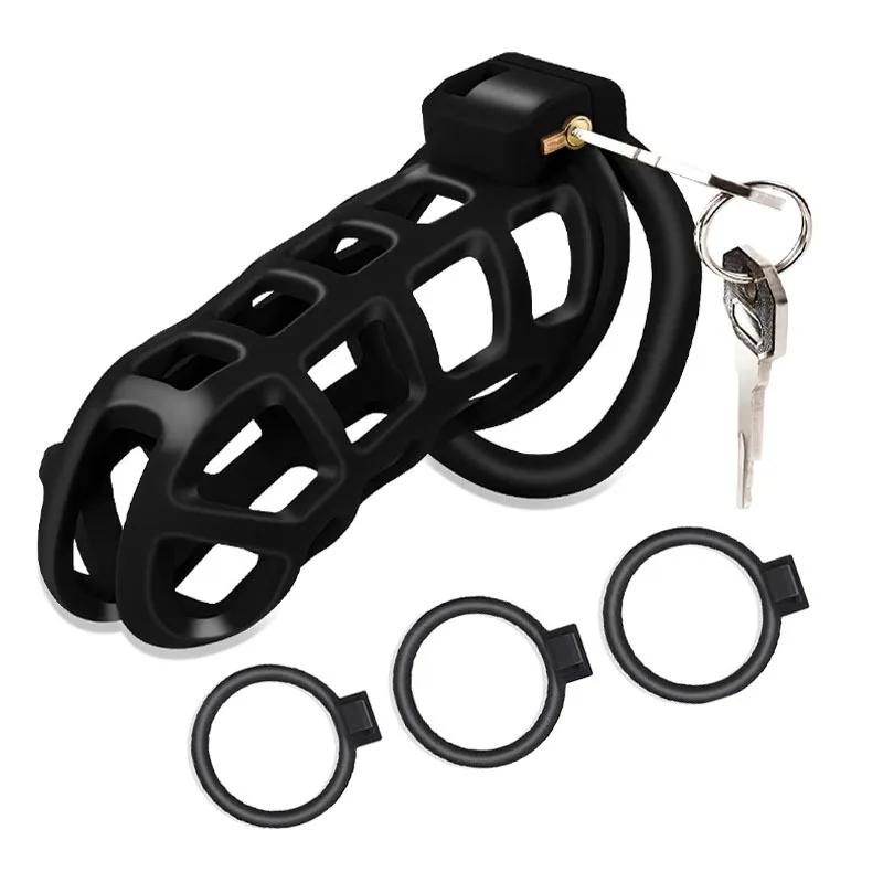 Male Chastity Cage Sissy Belt Invisible Chastity Lock Rings With 3/4 Sizes Cock Cage Bondage Device Sex Toys For Men Adults