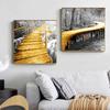 Abstract Golden Yellow Bridge Canvas Painting Industrial Posters for Living Room Decor Grey Wall Art Tableau Decoration Mural