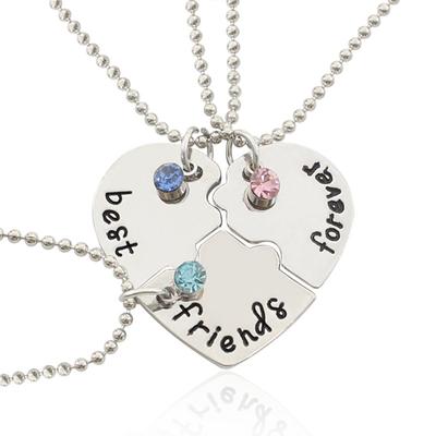 Best Friend Forever and Ever BFF Necklace Girls Heart-shaped Puzzle Stitching Pendant Necklace For