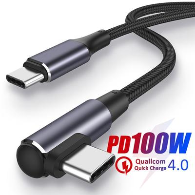90 Degree 5A Quick Charge 4.0 USB C To USB Type C Cable PD 100W Right Angle Fast Charging