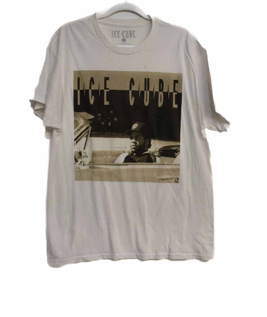 T-shirt Bianca Uomo Ice Cube Stampa Grafica Manica Corta Girocollo Cotone Taglia L