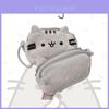 Cute Plump Grey Cat Plush Makeup Bag For Girls Cosmetic Organizer Pouch
