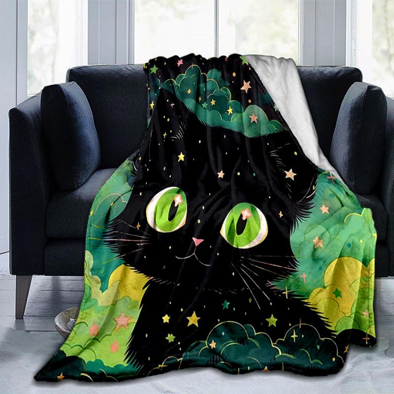 1pc Cartoon Star Cat  Cute Design for Home Decor, Gift Idea, Living Room, Travel, Camping, Car Blankets