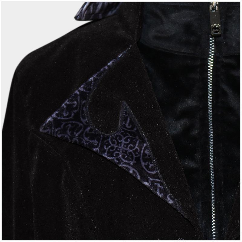 Men's Medieval Retro Christmas Tuxedo Coat - Mid-Length Punk Style