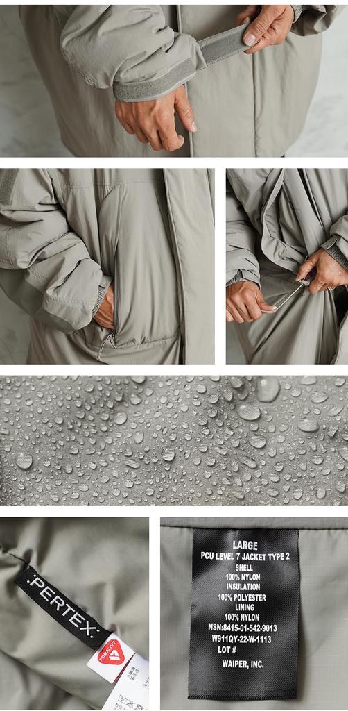 WAIPER US Military PCU Level 7 Type 2 PrimaLoft Monster Parka in Pertex Unlimited Alpha inc. (M, Gray) [WP1009]