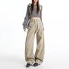 2026 Spring American Style High Waist Curved Blade Jeans: Women's Loose, Comfortable, Slimming, Versatile Wide Leg Cargo Pants