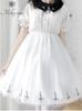 Milky Time Women's Dark Gothic Lolita Dress with Hexagram Design, Halloween Costume (White, Short Sleeves, Size M)