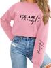 Women's Thickened Plush Hoodie 'You Are Always Enough' Print